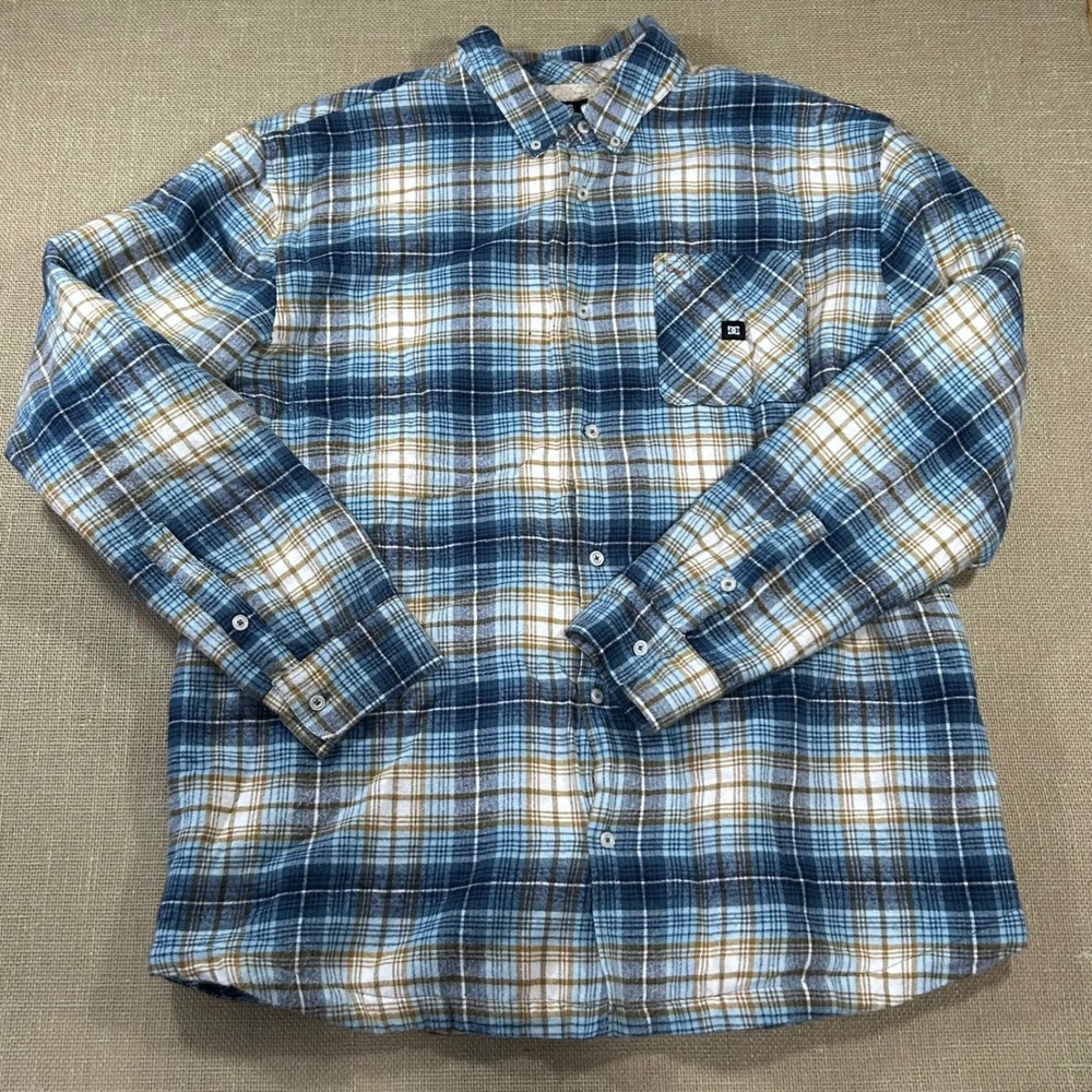 DC Shoes Machete Sherpa Lined Flannel Shirt Mens XXL Blue Plaid DC-HOL11-MACHETE